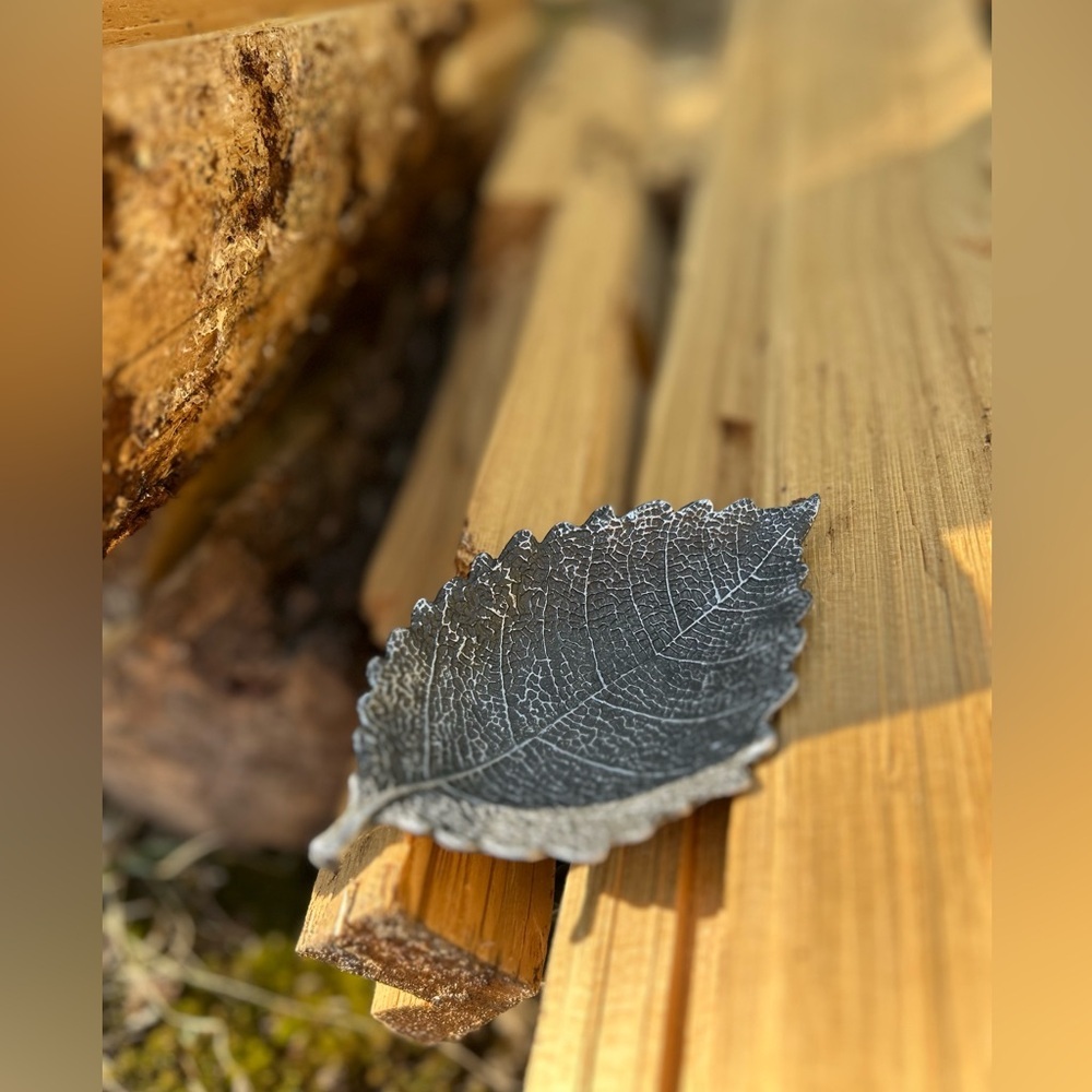 Silver Leaf Trinket Dish Botanical Catch-All Jewelry Tray Fall Spring Decor - Picture 14 of 14